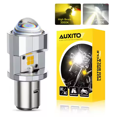 AUXITO BA20D H6 LED Motorcycle Headlight for Honda Kawasaki Yamaha DC/AC Non-Polarity Plug & Play Fo