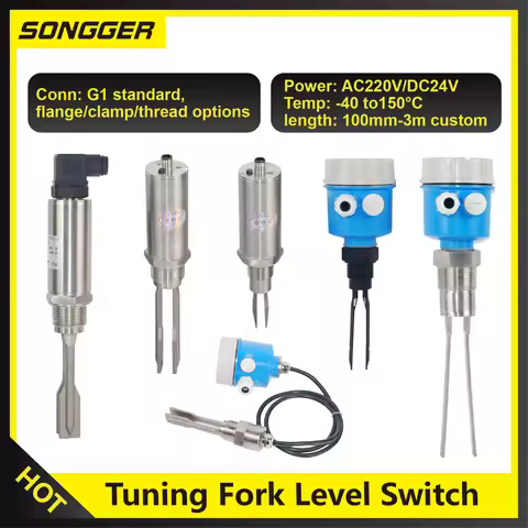 Tuning Fork Level Switch Vibrating Fork Sensor Liquid Level Detector 220V 24V Point Level Switch for