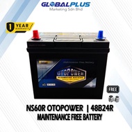 OTOPOWER NS60R 48B24R/ 50B24R/ 55B24R Mf Battery Kereta Suitable For Proton Saga, Wira, Iriz, Satria