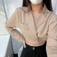 Gabi Tied Crop Blazer | Women's Blazer/Women's Blazer/Women's Crop Blazer/Long Sleeve Crop Blazer