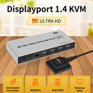 8K Displayport KVM Switch 4K@144hz 2-port USB KVM 8K Displayport 1.4 Switch KVM Dp switch mouse&keyb