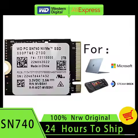 Western Digital WD Original SN740 512GB 256GB M.2 NVMe 2230 PCIe4.0x4 SSD for Microsoft Surface Lapt