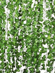 12 piezas artificial hoja plantas Vid colgante Guirnalda falso follaje flores casa cocina jardín oficina boda Decoración mural