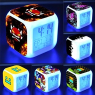 【Exclusive Online Deals】 Angry Geometry Dash Alarm Clocks Children Game Anime Desk Clocks Kids Led Digital Clock With Date Thermometer Boys Girls S