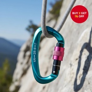 D-Shape Carabiner Screw Lock for Hammock Heavy Duty Rappelling Outdoor Gear  Karabiner Bentuk-D deng