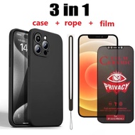 3in1 Anti Spy Film Phone Case for Vivo Y91 Y93 Y95 Y91i Y30 Y30i Y85 Y51 Y31 YY73 V21E V25 V25E V40 