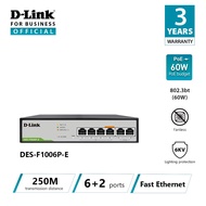 D-Link 250M Distance 6 Port PoE Switch with 4 PoE & 2 Uplink Ports for CCTV Camera/AP (Power Budget 