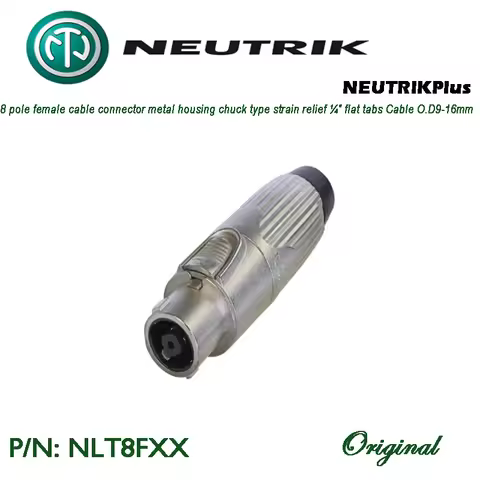 NEUTRIK SpeakON 8 pole connector housing chuck type strain relief solder contacts NLT8FXX NL8MPRXX N