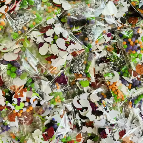 250PCS/Lot glitter Halloween pumpkin spider foam stickers POMPOMS eyeball ghost crafts activity item