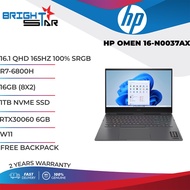 LAPTOP HP OMEN 16-N0037AX (16.1 QHD 165HZ 100% SRGB / R7-6800H / 16GB (8X2) / 1TB NVME SSD / NVIDIA RTX30060 6GB / W11