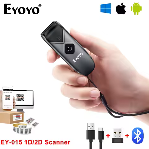 Eyoyo EY-015 Bluetooth 2D&1D Barcode Scanner Mini QR Reader Fast Scanning Damaged/With 2&5 Extra UPC
