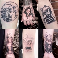 30pcs Tattoo Stickers Dark Black Sailor Moon Dark Wind Japanese Geisha Temporary Tattoo