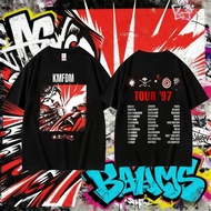 T-shirt dengan cetakan grafik Rock Band Kmfdm Symbols Tour 97 untuk lelaki dan wanita, gaya vintaj, 