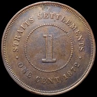 Koin Straits Settlements 1 cent 1872.