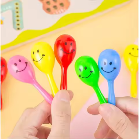 10pc Children'S Auditory Training Percussion Instruments Smiling Face Sand Hammer Early Childhood Ed