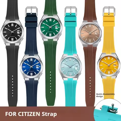 Fluoro Rubber Strap for Citizen NJ0150 NJ0151 0158 Quick Release Pin Buckle Men Soft FKM Sport Water