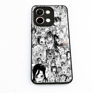 Casing For Vivo Y28 4G Phone Glass Case cover Protection Ahegao Manga Girl Hentai aesthetic black