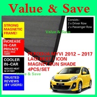 Perodua Myvi 2012-2017 LAGIBEST ICON Magnetic Sun Shade UV Cut Custom Fit Magnet Sunshade 4pcs Acces