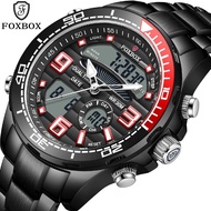 LIGE Đồng Hồ Nam Màn Hình Kép Thời Trang LIGE X Foxbox Đồng Hồ Đeo Tay Chống Nước Bằng Thép Không G