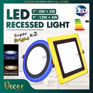 Multi-mode LED Recessed Downlight 4“6W l 6"12W LED Panel Light Ceiling Light with 3 Modes (White+Warm / White+Blue)