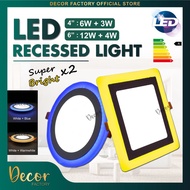 Multi-mode LED Recessed Downlight 4“6W l 6"12W LED Panel Light Ceiling Light with 3 Modes (White+War