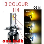 H4 2PCS HEADLAMP 3 COLOUR LED HI LOW BEAM
