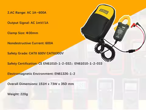 ZIBOO i600E 600Amp AC Current Clamp ,4mm Banana Plug For Multimeters/mV AC Measurement Tools Perfect