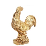 Copper Rooster Figurine Golden Money Cock Home Feng Shui Decoration