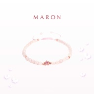 MARON - สร้อยข้อมือ (เชือกถัก) X อัญมณีมงคล เสริมดวงประจำวัน | My Lucky Stars Bracelet with Rose Quartz &amp; Pink Tourmaline เงินแท้ พลอยแท้ ชุบทองชมพู Rose Gold