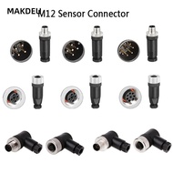 MAKDEU M12 Sensor Connector, Male Female Socket Connector M12 Aviation Plug, PG7 Angle M12 Sensor Ca