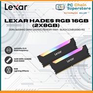 LEXAR HADES RGB 16GB (2X8GB) DDR4 3600MHZ DIMM GAMING MEMORY RAM - BLACK (LD4BU008G-R3600GDLH)
