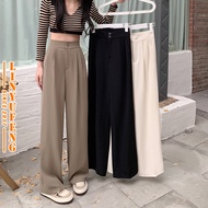 Free Shipping Suit Long Pants Women Korean Style Office Formal Casual High Waist Loose Wide Leg Thin