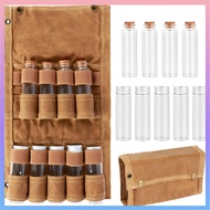 Portable Spice Bag with 9 Spice Containers Canvas Seasoning Bottle Storage Bag with Thread Hole 9 Holes Spice Bottle Organizer Bag with Elastic Band Foldable Camping SHOPCYC2875