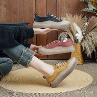 Versatile Sneakers for Spring and Autumn, Niche Retro Genuine Leather Women's Shoes, Large Size Shoe