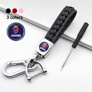 Car accessories decorative key ring, exquisite business leather braided rope keychain for Saab- 9-3 9-5 9-7 9-4X 900 9000 92 93