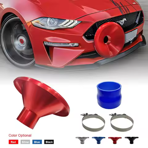 3.5" Car Bellmouth Velocity Stack Adapter Air Intake Turbo Horn Silver Blue Red Black Tone Air Intak