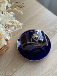 日本 香蘭社 Koransha 深藍金彩咖啡杯碟 茶杯 陶瓷 瓷器