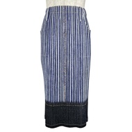 成色極佳 ▲ 三宅一生 PP23-JG534 PLEATS PLEASE條紋牛仔印花半身裙，靛藍色，1碼，日本製造，正品，女款