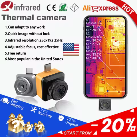 InfiRay T2L/T2S+ Infrared Camera Focusable 256x192 25Hz PCB Fault Diagnosis Detect Repair Thermal Im