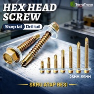 PA Skru Atap Bumbung Self Drilling Screw Hex Head Skru Oning Cap Bonded Washer Awing Screw Skru Bumb