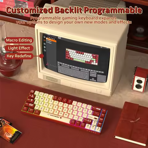 AK680 Wired Gaming Mechanical Keyboard 68 Hot Swappable Keys Ergonomic E-sports Office Keyboard for 