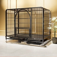 Mobile Square Tube Wire Dog Cage Large Sangkar Anjing Besar With Tray Pet Cage Indoor Dog House