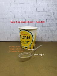 Paper cup 4 oz ( 120 ml ) + sendok ( PAKET JASUKE 2 )