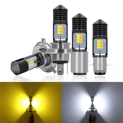 Plug and Play H4 BA20D P15D Headlight for Motorcycles, 24MSD LED 3030, Dual Colour White Yellow, Ide