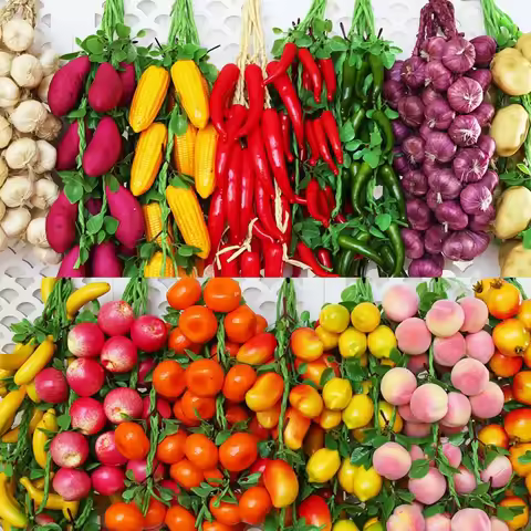 50-60cm Artificial Vegetables Fruits String Home Garden Kitchen Kindergarten Decoration Foods Photog