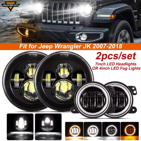 Eyes DRL Halo Angle Car 7Inch Round Led Headlight /4Inch Fog Lights White Halo Angle Eyes DRL Amber 