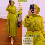 Hexa Midi Dress/Gamis/Baju Wanita/Baju Muslim