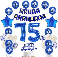 Blue Gold Balloon 75th Birthday Man Decoration 75th Birthday Balloon, Blue Birthday Decoration 75 Ye