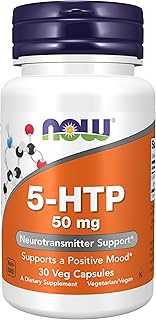 NOW Supplements, 5-HTP (5-hydroxytryptophan) 50 mg, Neurotransmitter Support*, 30 Veg Capsules