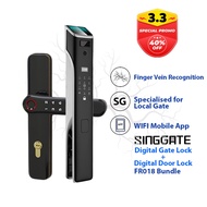 FREE Installation SINGGATE FR018 + FM021 Bundle Finger Vein with Video Call Smart Viewer Door Lock + Digital Gate